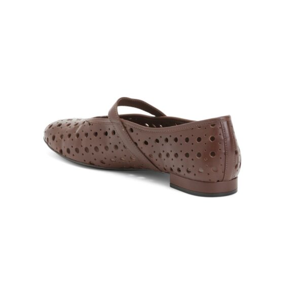 BERNARDO Mahogany Made In Brazil Leather Borden Perforated Ballerina Flats - Picture 2 of 2